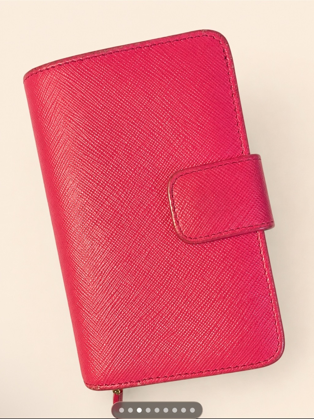 Prada Pink Saffiano Leather medium size Zip Wallet with Gold Logo - Picture 2 of 10